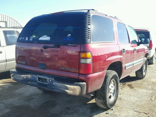 1GNEC13T21R190509 - 2001 CHEVROLET TAHOE C150 MAROON photo 4