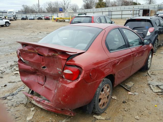 1B3ES56C44D636452 - 2004 DODGE NEON SXT RED photo 4