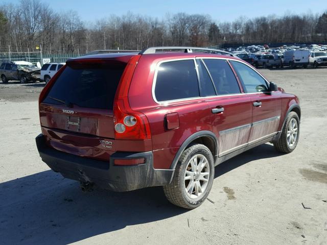 YV1CZ91H841128203 - 2004 VOLVO XC90 T6 MAROON photo 4