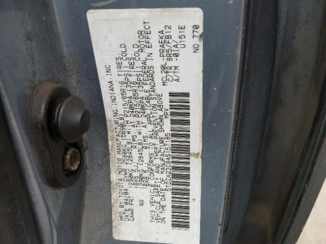 5TDZA23C84S157185 - 2004 TOYOTA SIENNA BLUE photo 10