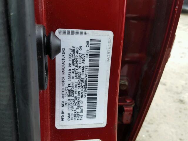 5Y2SM65886Z415375 - 2006 PONTIAC VIBE RED photo 10