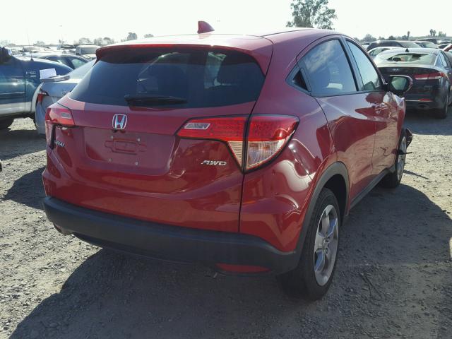 3CZRU6H57HM704374 - 2017 HONDA HR-V EX RED photo 4