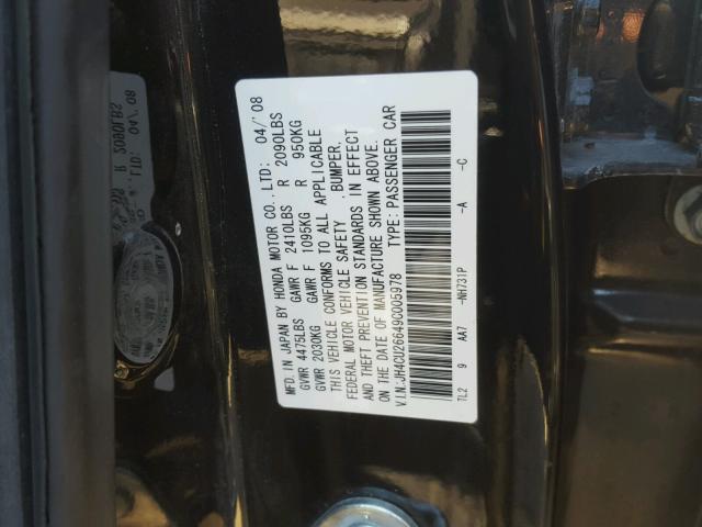 JH4CU26649C005978 - 2009 ACURA TSX BLACK photo 10