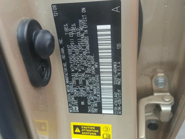 5TDJK3EH3AS010440 - 2010 TOYOTA HIGHLANDER GOLD photo 10