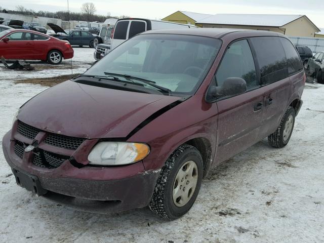 1B4GP25312B728052 - 2002 DODGE CARAVAN SE RED photo 2