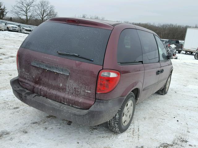 1B4GP25312B728052 - 2002 DODGE CARAVAN SE RED photo 4