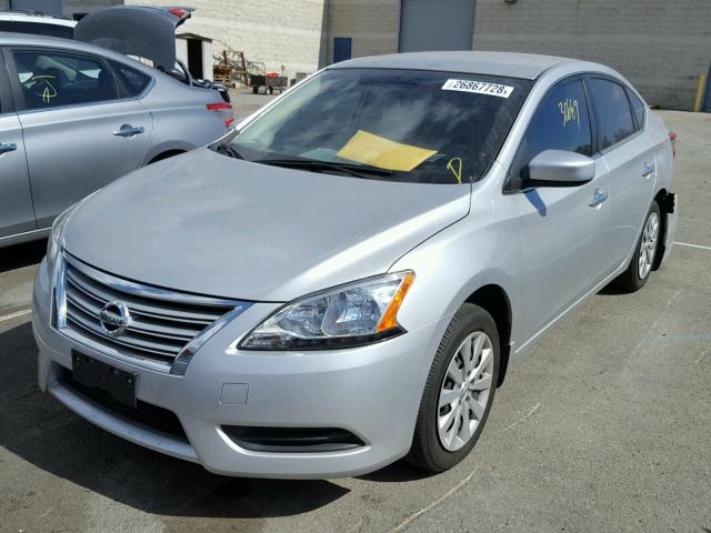 3N1AB7AP1FY332680 - 2015 NISSAN SENTRA S SILVER photo 2