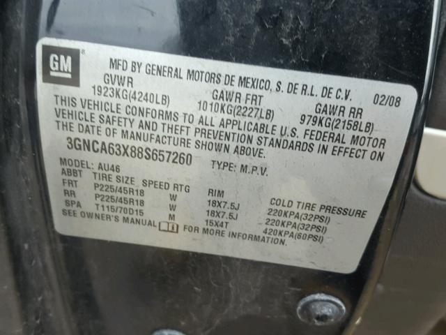 3GNCA63X88S657260 - 2008 CHEVROLET HHR SS BLACK photo 10