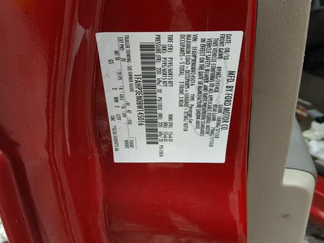 1FAHP3EN0BW145016 - 2011 FORD FOCUS S RED photo 10