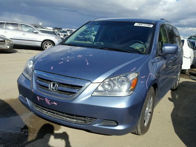 5FNRL38736B124193 - 2006 HONDA ODYSSEY EX BLUE photo 2