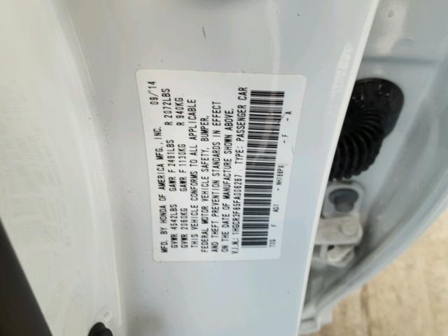 1HGCR3F85FA006267 - 2015 HONDA ACCORD EXL WHITE photo 10