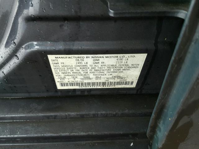 1N4BA41E27C814625 - 2007 NISSAN MAXIMA SE GRAY photo 10