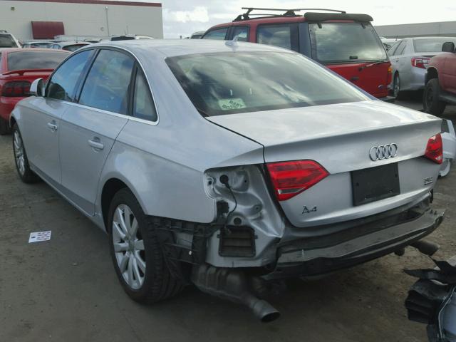 WAULK78K19N033513 - 2009 AUDI A4 3.2 QUA SILVER photo 3