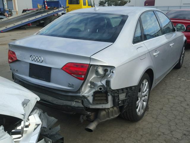 WAULK78K19N033513 - 2009 AUDI A4 3.2 QUA SILVER photo 4