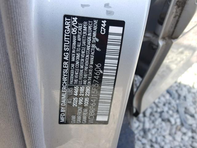 WDBRF64J15F574606 - 2005 MERCEDES-BENZ C 320 SILVER photo 10