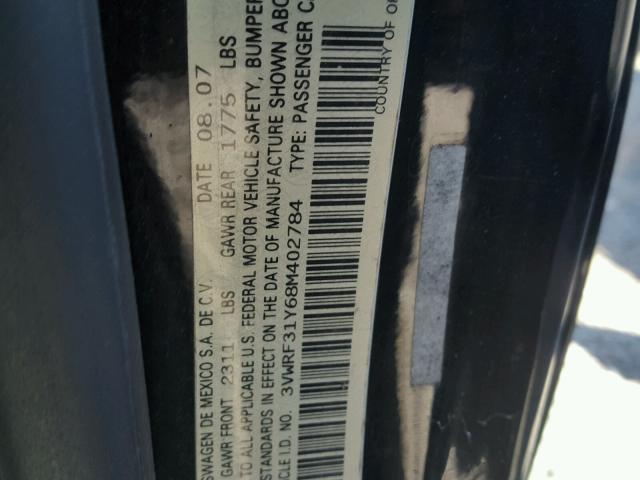 3VWRF31Y68M402784 - 2008 VOLKSWAGEN NEW BEETLE შავი ფოტო 10