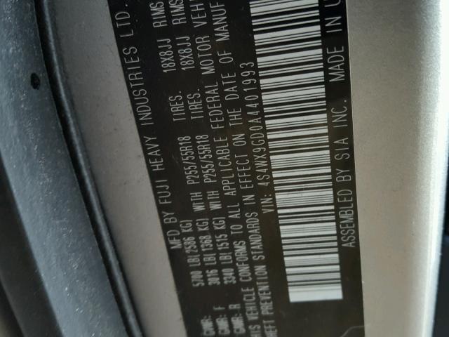 4S4WX9GD0A4401993 - 2010 SUBARU TRIBECA LI 银色 照片 10