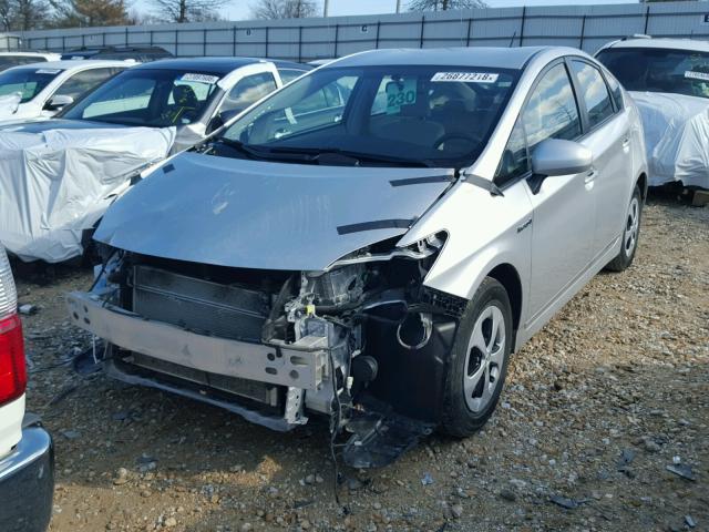 JTDKN3DUXC1488901 - 2012 TOYOTA PRIUS SILVER photo 2