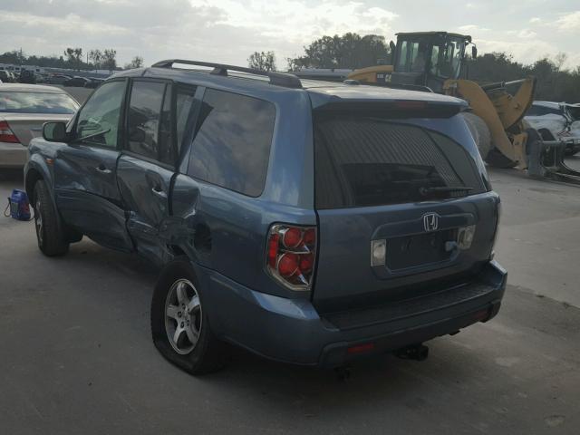 5FNYF28776B051553 - 2006 HONDA PILOT EX BLUE photo 3