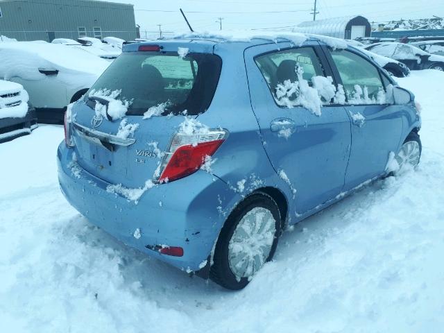 JTDKTUD36CD522592 - 2012 TOYOTA YARIS BLUE photo 4