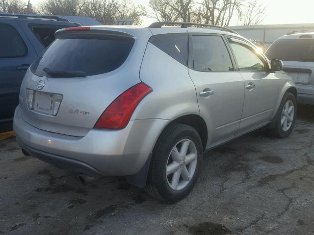 JN8AZ08W93W208760 - 2003 NISSAN MURANO SL SILVER photo 4