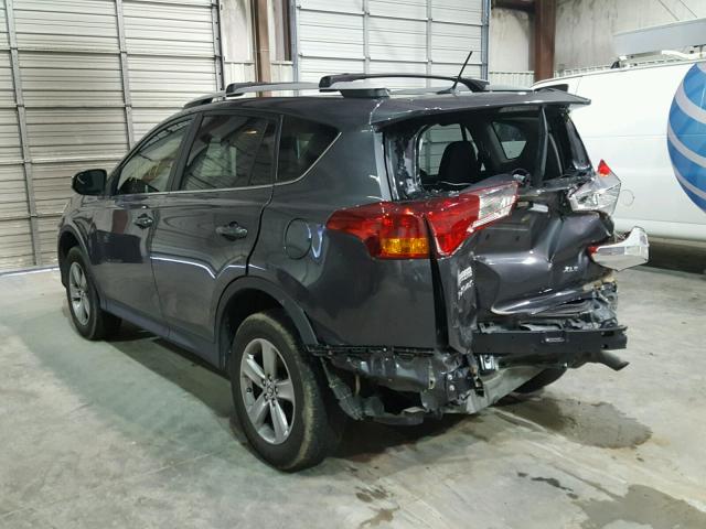 2T3WFREV5FW153365 - 2015 TOYOTA RAV4 XLE GRAY photo 3