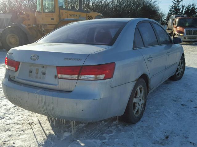 5NPEU46C76H078368 - 2006 HYUNDAI SONATA GLS BLUE photo 4