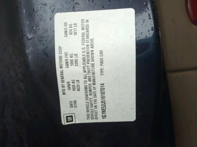 1G1NE52J516107014 - 2001 CHEVROLET MALIBU LS 蓝色 照片 10