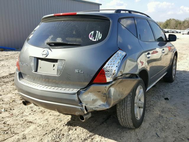 JN8AZ08T86W430460 - 2006 NISSAN MURANO SL GRAY photo 4