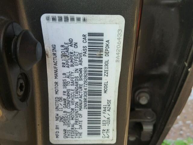 1NXBR30E47Z828269 - 2007 TOYOTA COROLLA CE CHARCOAL photo 10