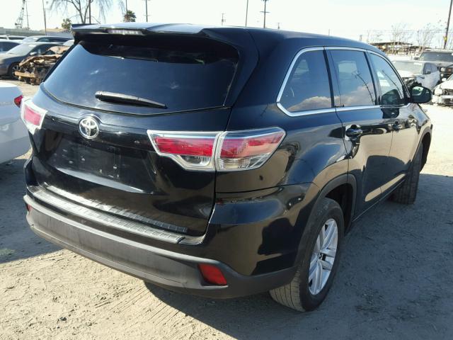 5TDZARFH8FS009489 - 2015 TOYOTA HIGHLANDER BLACK photo 4