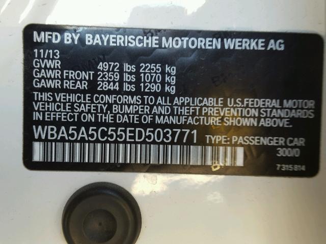 WBA5A5C55ED503771 - 2014 BMW 528 I WHITE photo 10