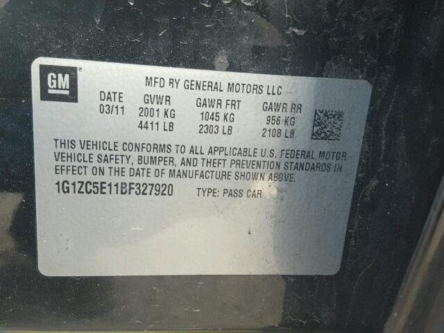 1G1ZC5E11BF327920 - 2011 CHEVROLET MALIBU 1LT 黑色 照片 10