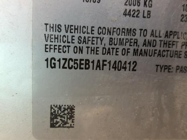 1G1ZC5EB1AF140412 - 2010 CHEVROLET MALIBU 1LT 银色 照片 10