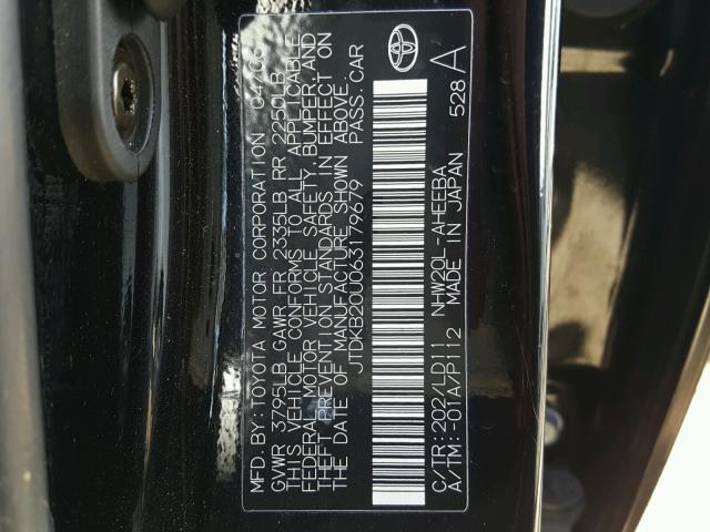 JTDKB20U063179679 - 2006 TOYOTA PRIUS BLACK photo 10