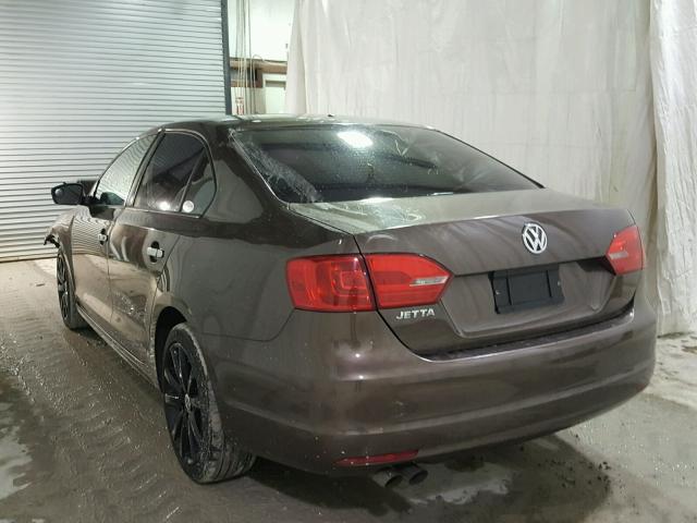 3VW2K7AJ1BM364945 - 2011 VOLKSWAGEN JETTA BASE BROWN photo 3
