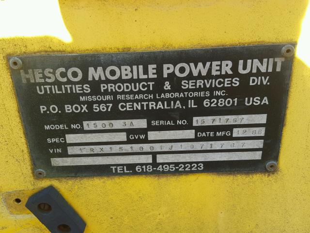 1RX151001J1071767 - 1999 HESC TRAILER YELLOW photo 10