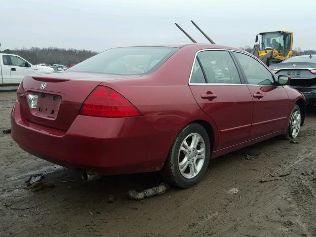 1HGCM563X7A009133 - 2007 HONDA ACCORD SE RED photo 4