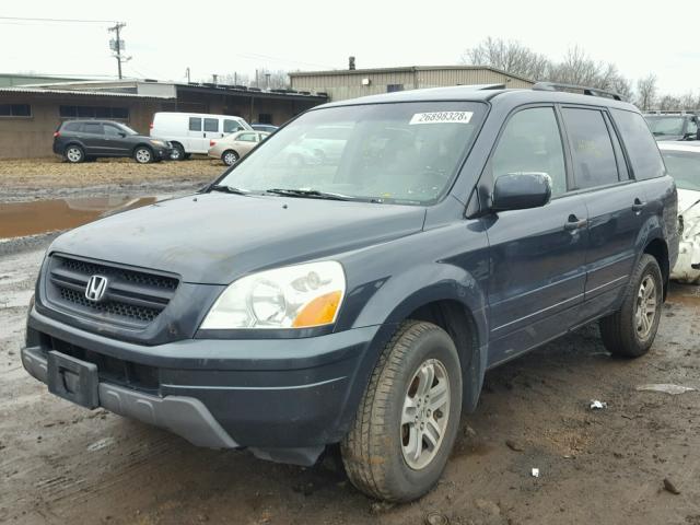 2HKYF18665H513554 - 2005 HONDA PILOT EXL BLUE photo 2