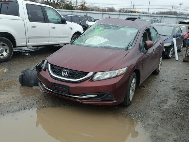 2HGFB2F53EH550672 - 2014 HONDA CIVIC LX RED photo 2