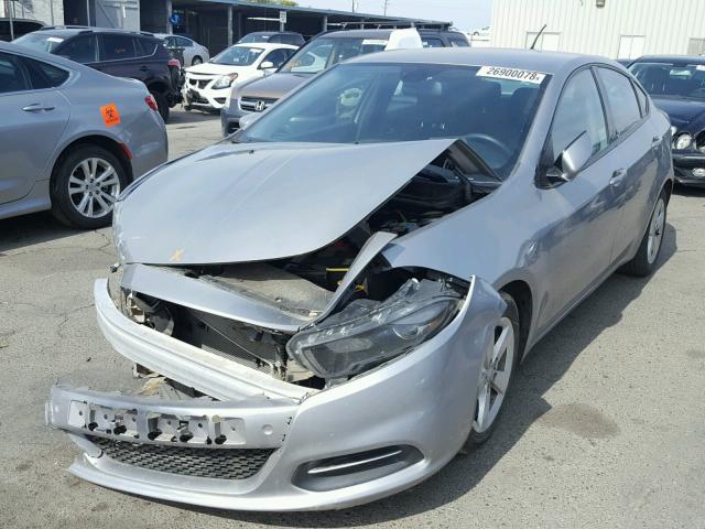 1C3CDFBB4GD538128 - 2016 DODGE DART SXT SILVER photo 2