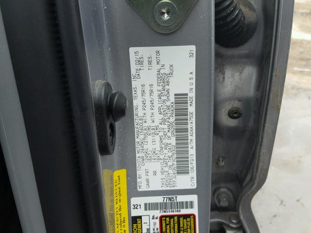 5TFJU4GN7FX076302 - 2015 TOYOTA TACOMA DOU GRAY photo 10