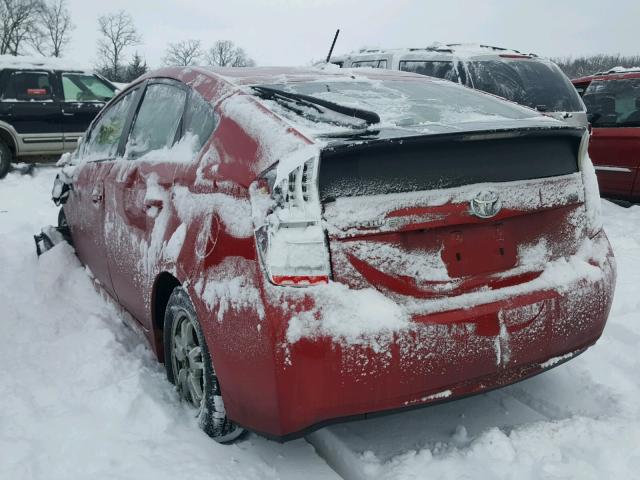 JTDKN3DU8A0140677 - 2010 TOYOTA PRIUS RED photo 3