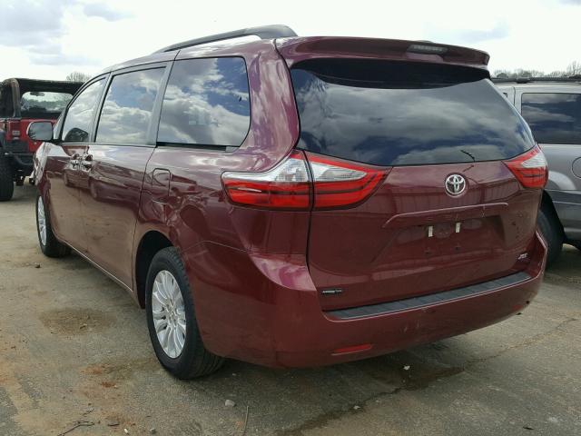 5TDYZ3DC0HS792089 - 2017 TOYOTA SIENNA XLE RED photo 3