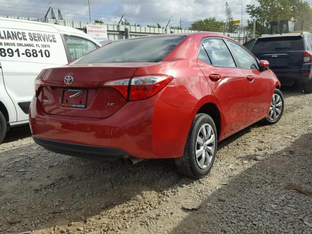 2T1BURHE0GC545987 - 2016 TOYOTA COROLLA L RED photo 4