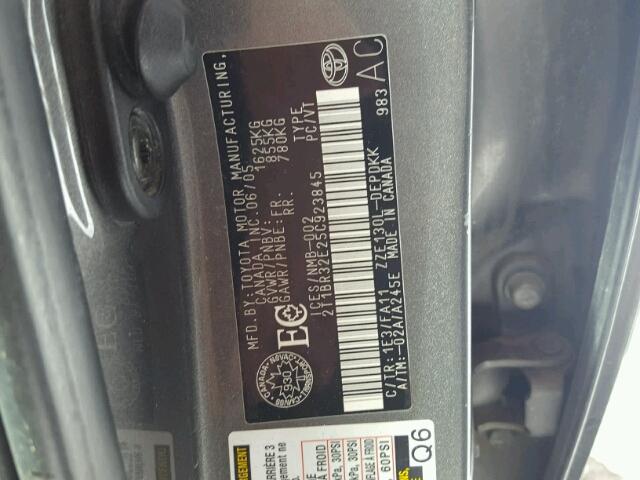 2T1BR32E25C923845 - 2005 TOYOTA COROLLA CE GRAY photo 10