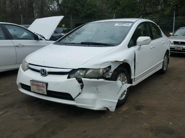 JHMFA36296S023614 - 2006 HONDA CIVIC HYBR WHITE photo 2