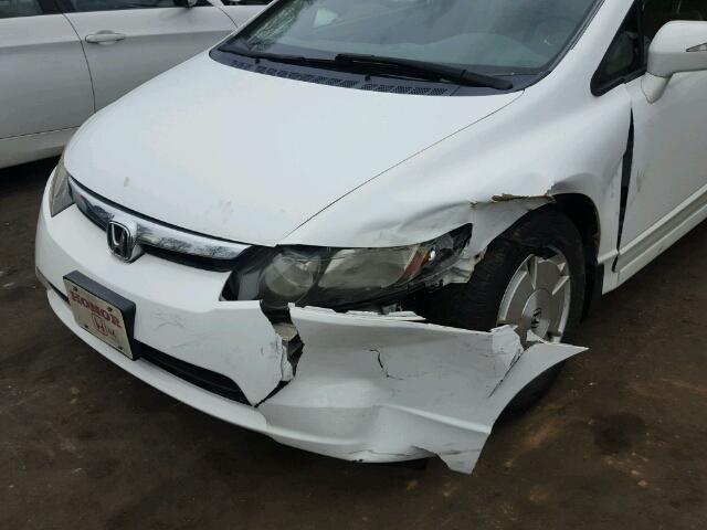 JHMFA36296S023614 - 2006 HONDA CIVIC HYBR WHITE photo 9