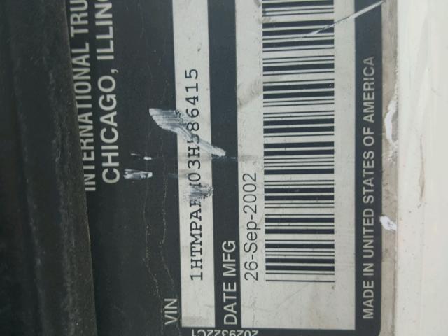 1HTMPAFM03H586415 - 2003 INTERNATIONAL 4000 4200 WHITE photo 10