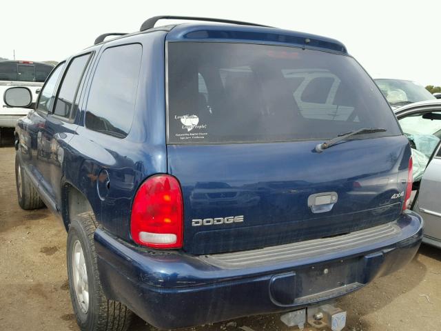 1B4HS28Z7YF123859 - 2000 DODGE DURANGO BLUE photo 3